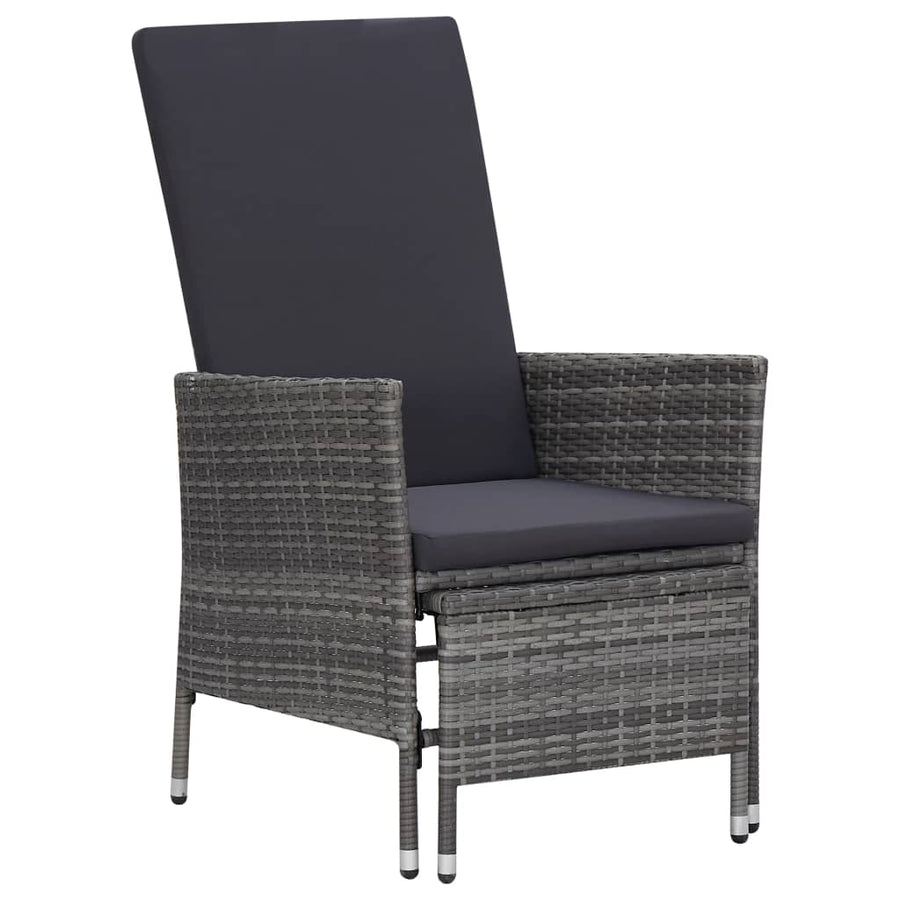 -Delige Loungeset Met Kussens Poly Rattan Grijs