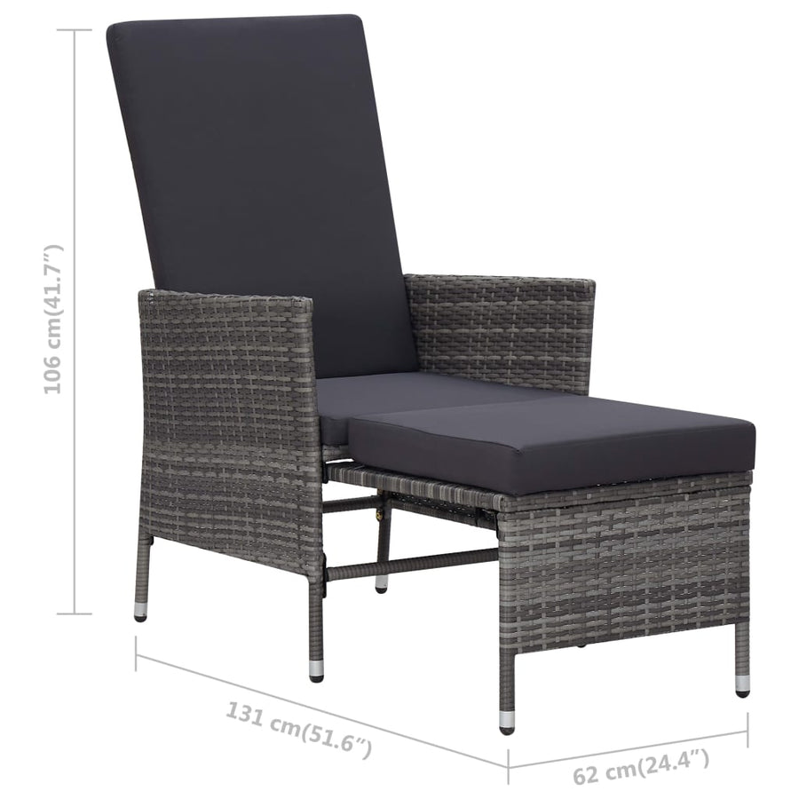-Delige Loungeset Met Kussens Poly Rattan Grijs