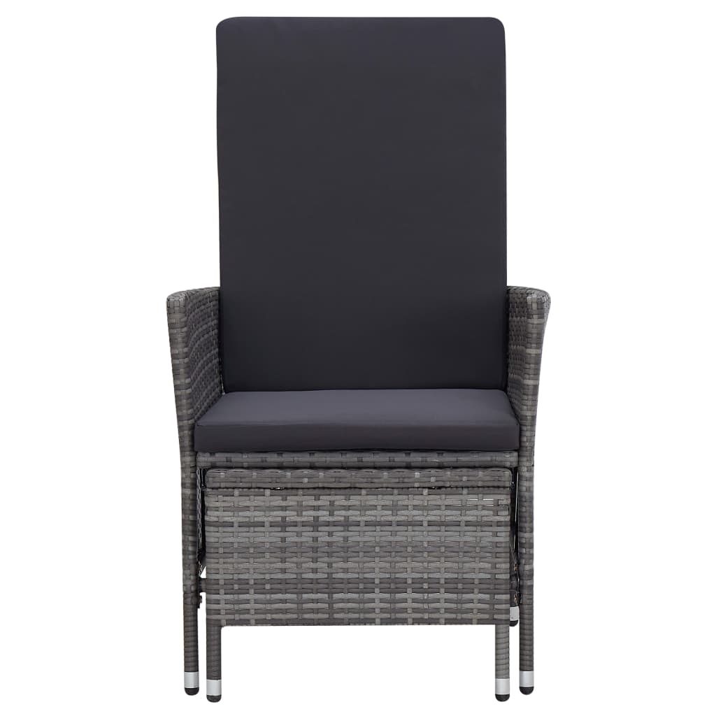 -Delige Loungeset Met Kussens Poly Rattan Grijs