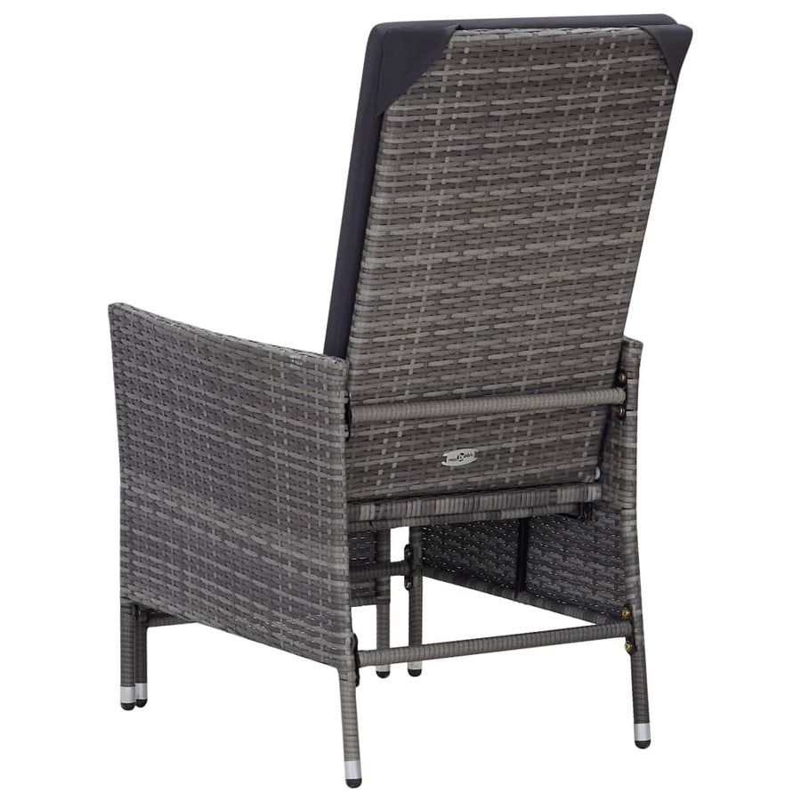 -Delige Loungeset Met Kussens Poly Rattan Grijs