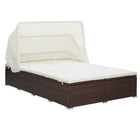 Ligbed 2-persoons poly rattan bruin 194x120,5x110 cm