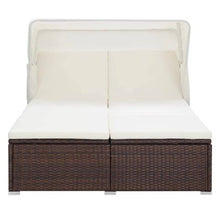 Ligbed Met Kussen 2-Persoons Poly Rattan Bruin
