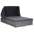 Ligbed 2-persoons poly rattan grijs 194x120x110 cm