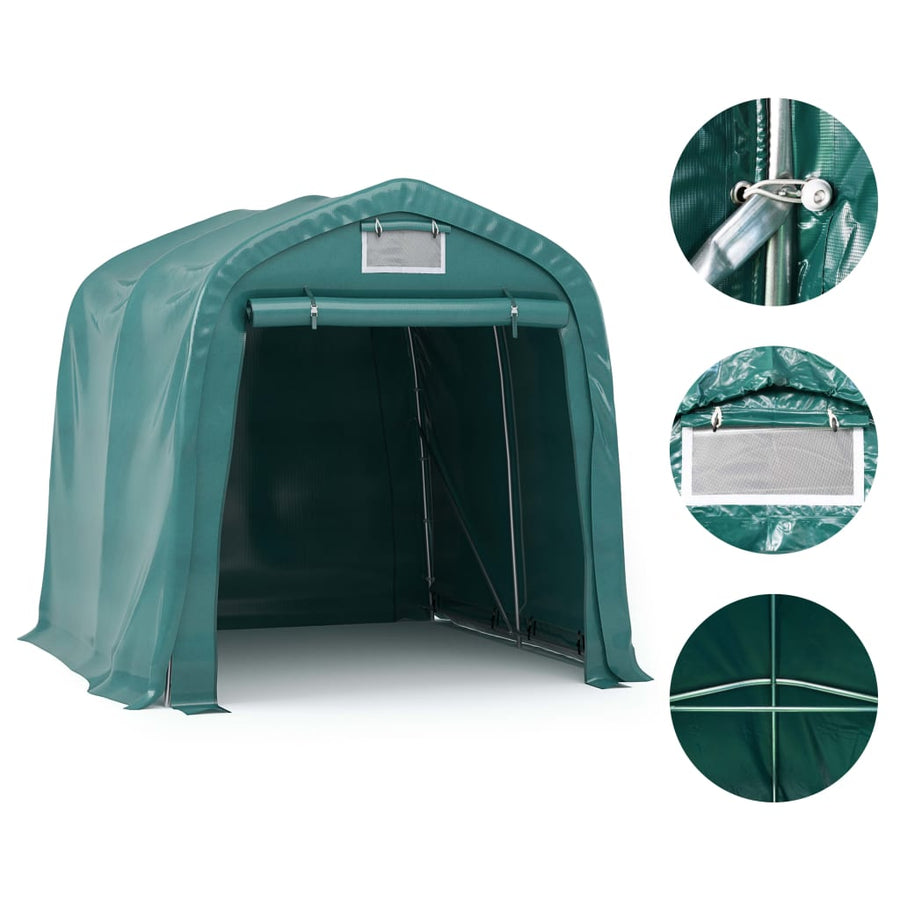 Garagetent 2,4X2,4 M Pvc Groen 2.4 x 2.4 m