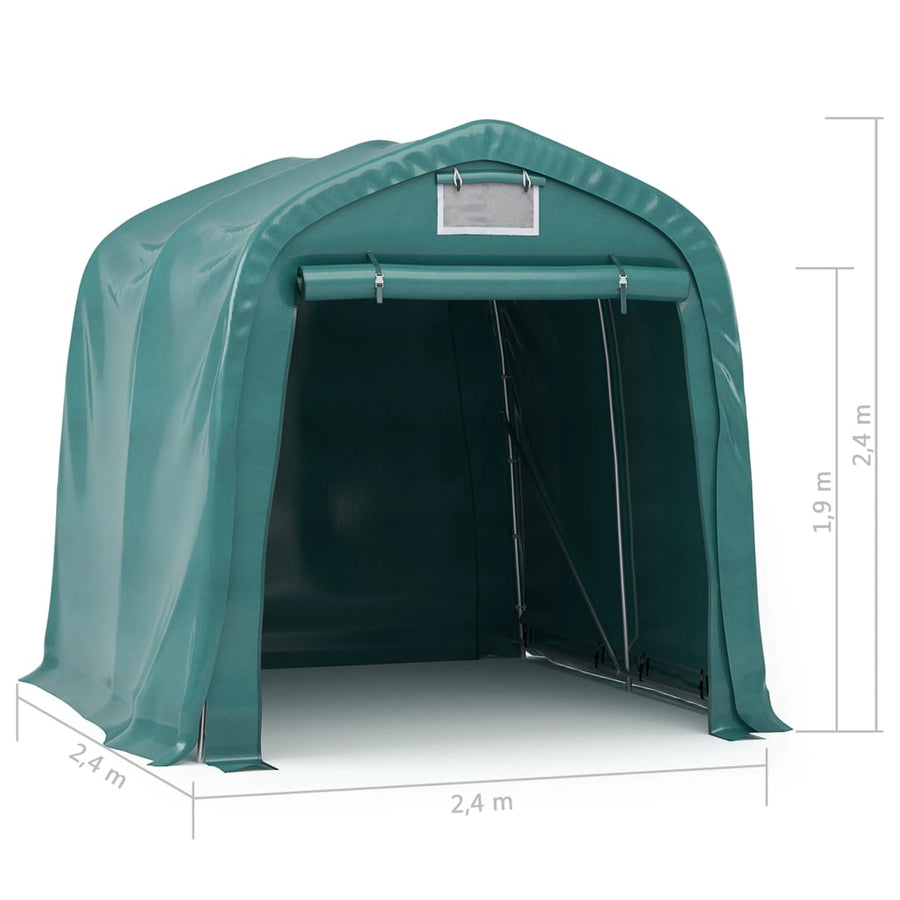 Garagetent 2,4X2,4 M Pvc Groen 2.4 x 2.4 m