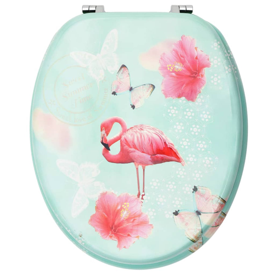 Toiletbrillen met deksel 2 st flamingo MDF 2 Flamingo Nee
