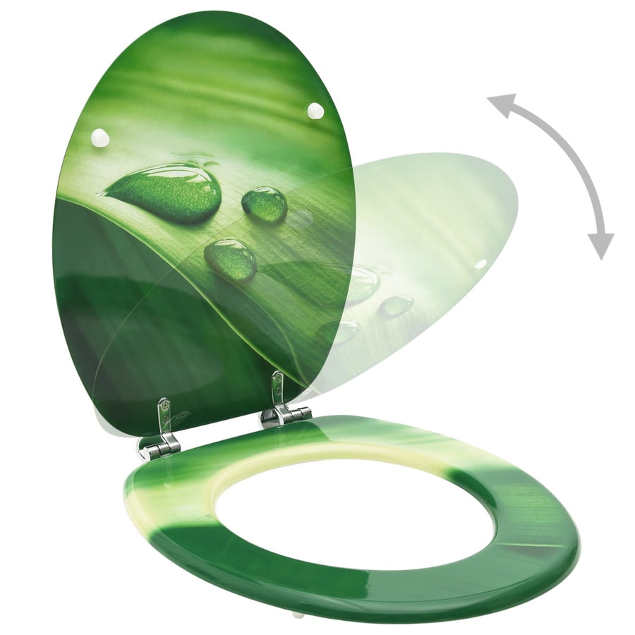 Toiletbrillen met deksel 2 st waterdruppel MDF groen 2 Groen waterdruppel Nee