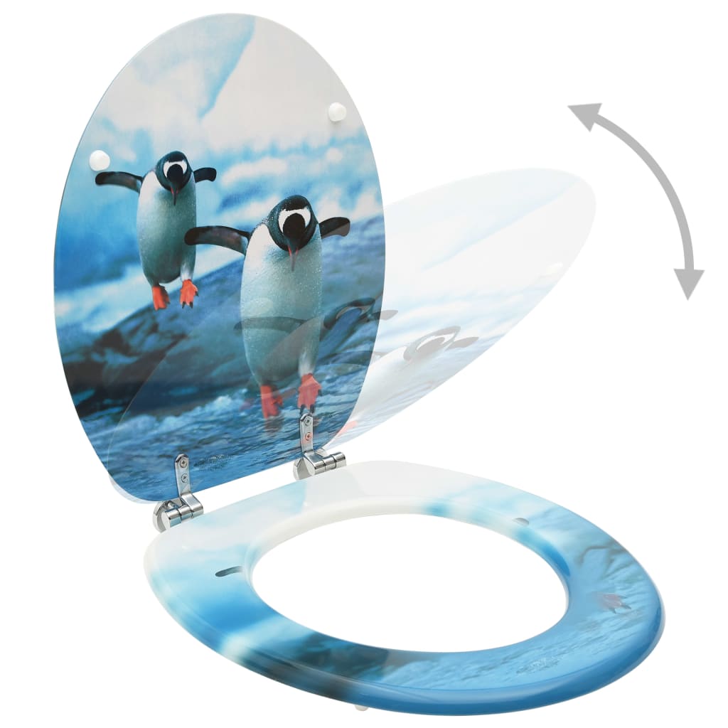 Toiletbrillen met deksel 2 st pinguïn MDF 2 Pinguin Nee