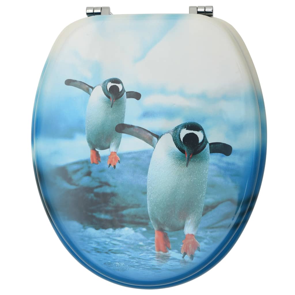 Toiletbrillen met deksel 2 st pinguïn MDF 2 Pinguin Nee