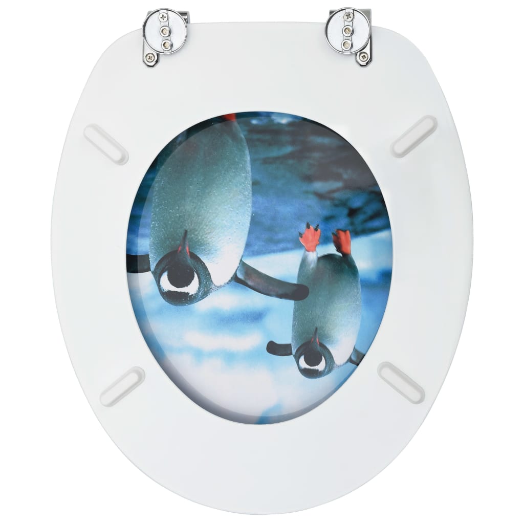 Toiletbrillen met deksel 2 st pinguïn MDF 2 Pinguin Nee