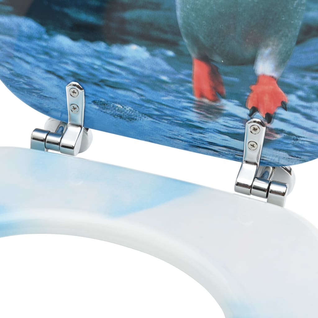 Toiletbrillen met deksel 2 st pinguïn MDF 2 Pinguin Nee