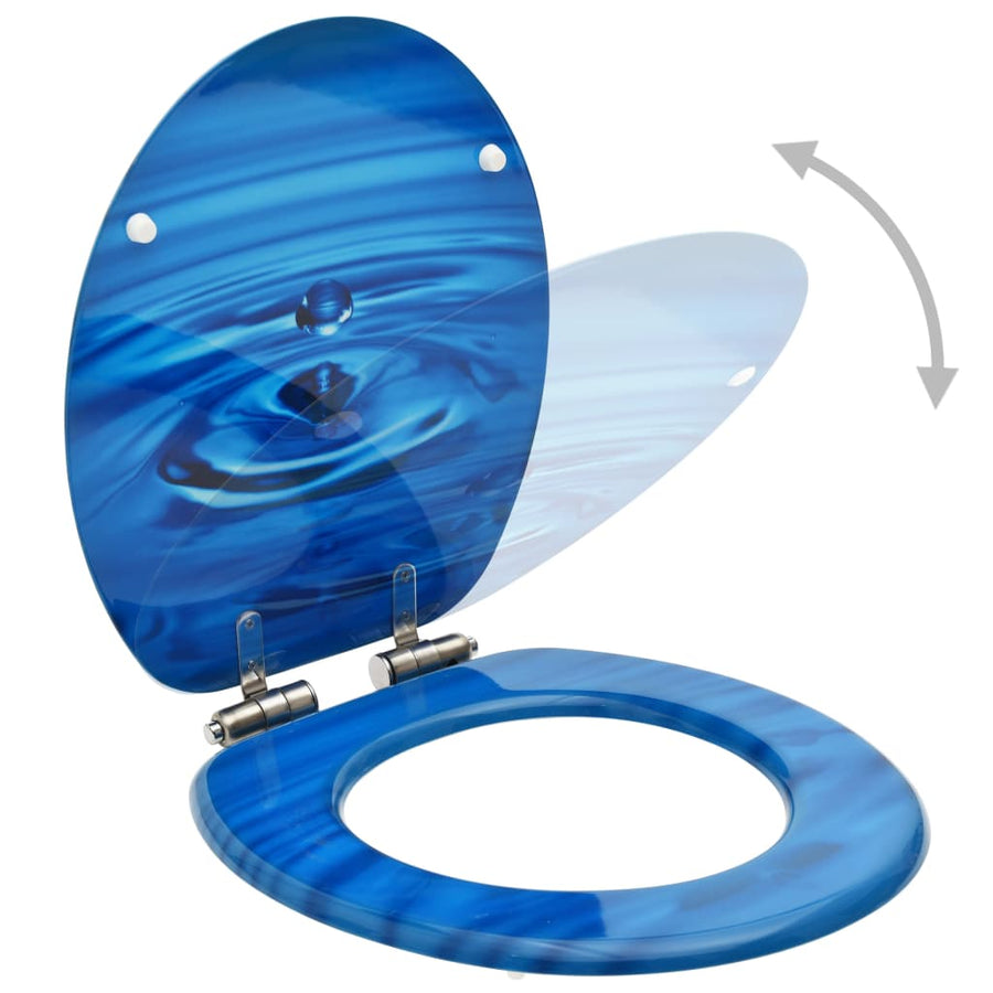 Toiletbrillen met soft-close deksel 2 st waterdruppel MDF blauw 2 Blauw waterdruppel Ja