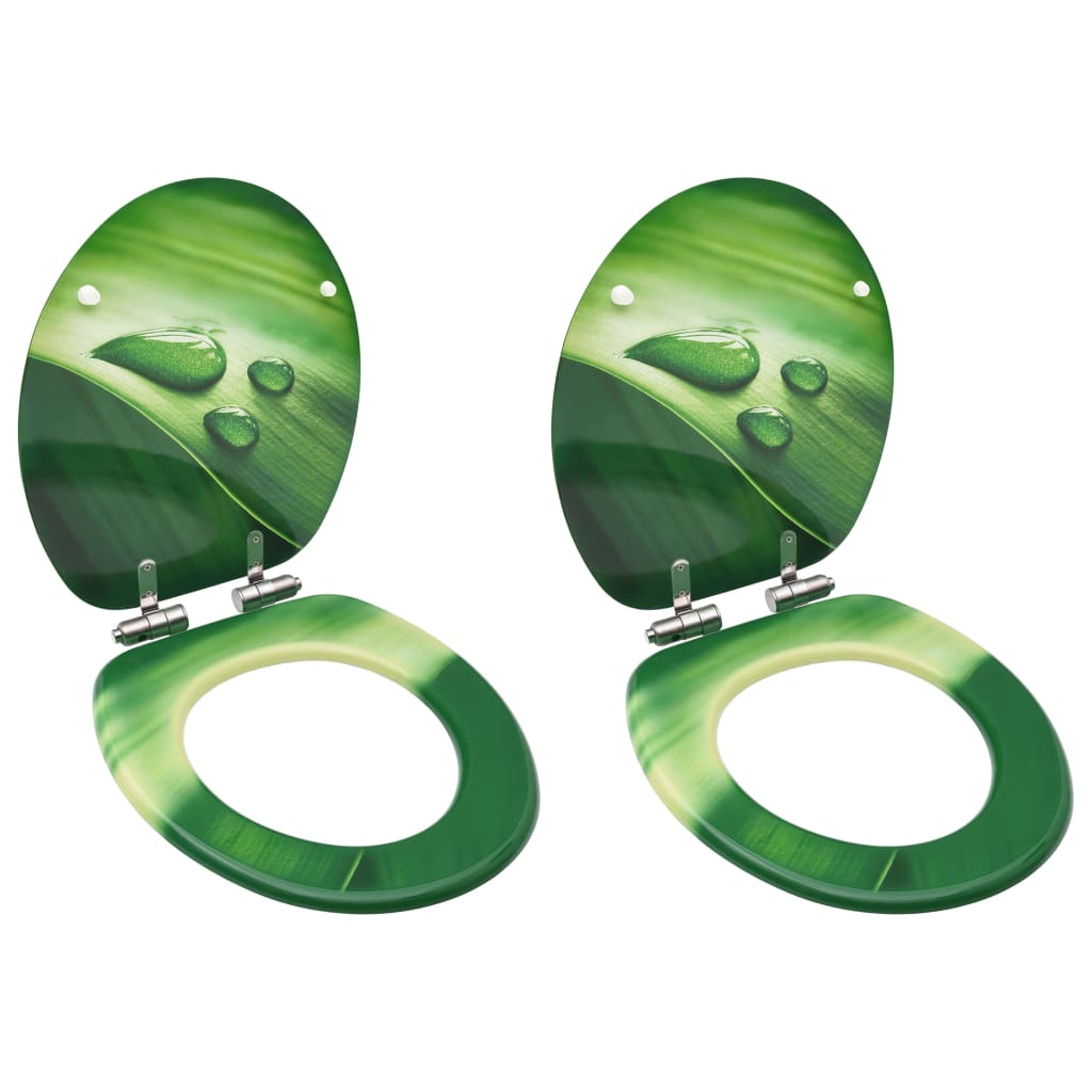 Toiletbrillen met soft-close deksel 2 st waterdruppel MDF groen 2 Groen waterdruppel Ja