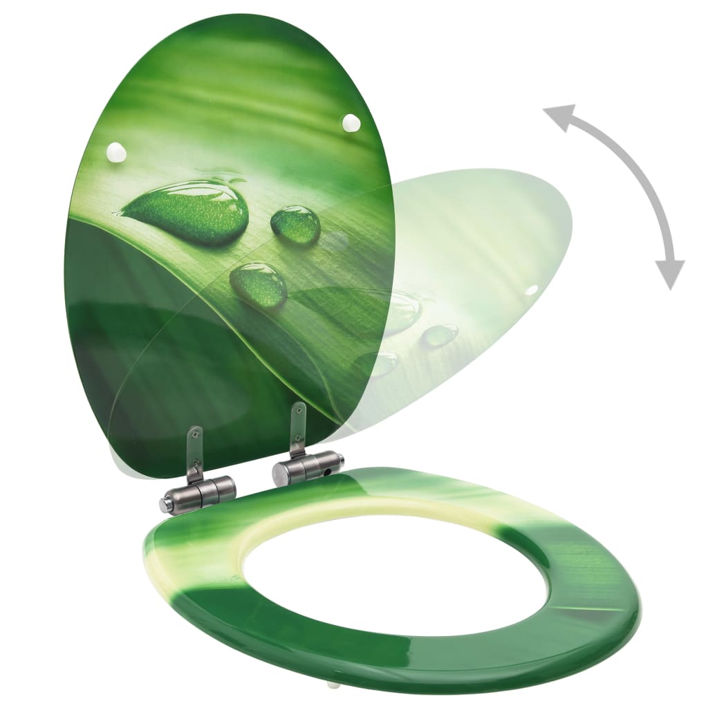 Toiletbrillen met soft-close deksel 2 st waterdruppel MDF groen 2 Groen waterdruppel Ja
