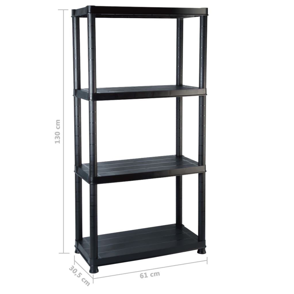 Opbergrek 4-Laags 6X30,5X30 Cm Kunststof Zwart 61 x 30.5 x 130 cm