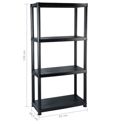 Opbergrek 4-Laags 6X30,5X30 Cm Kunststof Zwart 61 x 30.5 x 130 cm