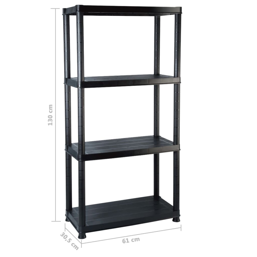 Opbergrek 4-Laags 6X30,5X30 Cm Kunststof Zwart 61 x 30.5 x 130 cm