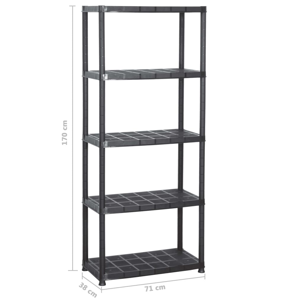 Opbergrek 5-Laags Kunststof Zwart 71 x 38 x 170 cm