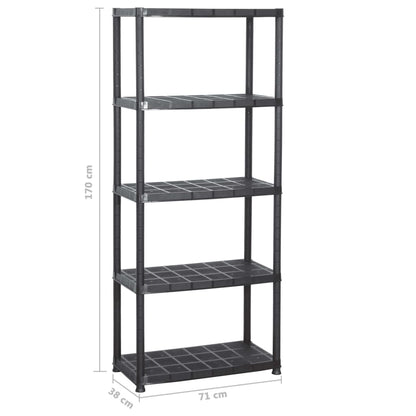 Opbergrek 5-Laags Kunststof Zwart 71 x 38 x 170 cm