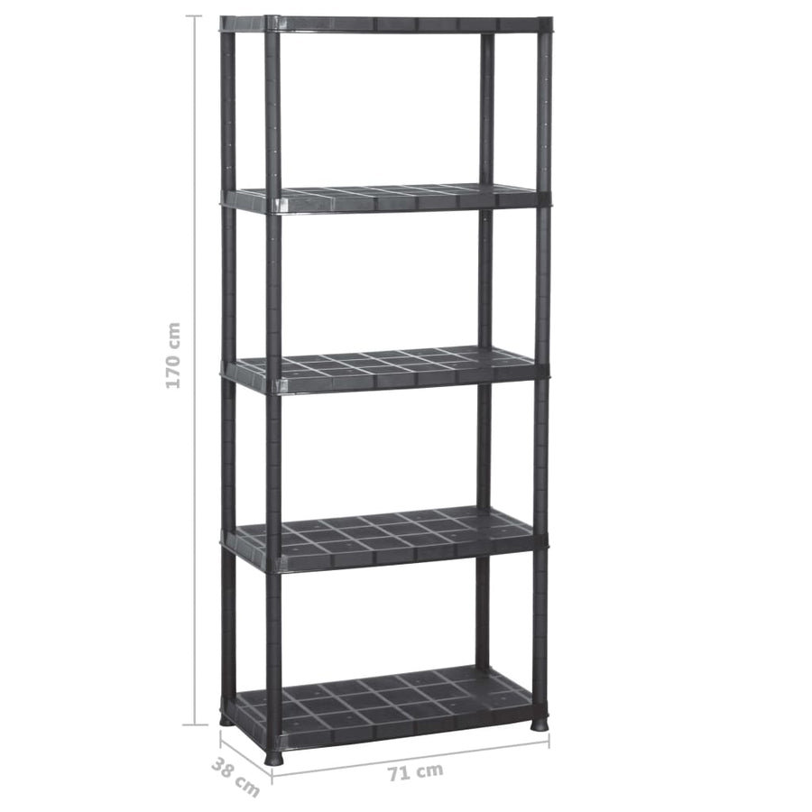 Opbergrek 5-Laags Kunststof Zwart 71 x 38 x 170 cm