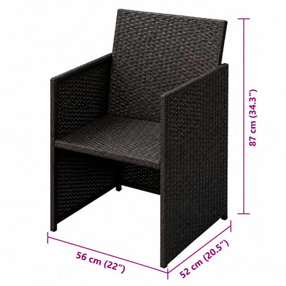 Tuinstoelen 3 st Bruin Poly riet