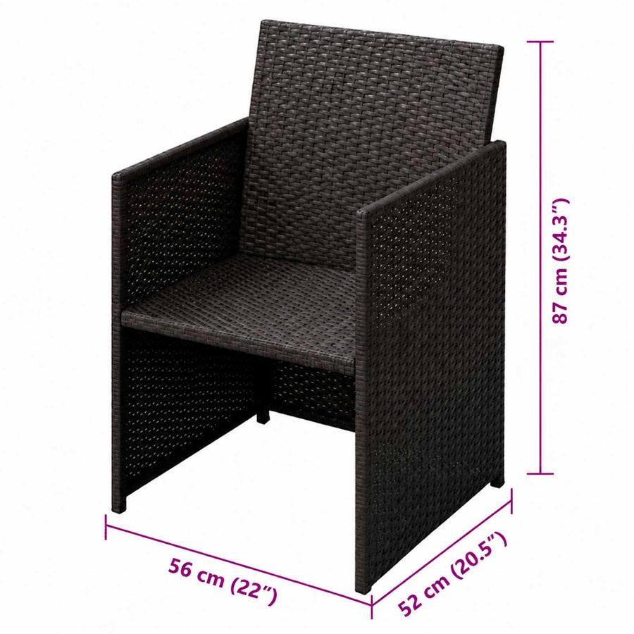 Tuinstoelen 3 st Bruin Poly riet