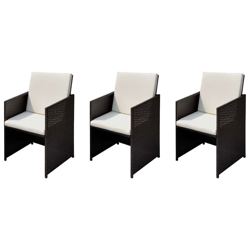 Tuinstoelen 3 pcs Bruin 56 x 52 x 87 cm Poly riet