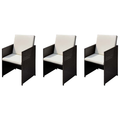 Tuinstoelen 3 pcs Bruin 56 x 52 x 87 cm Poly riet