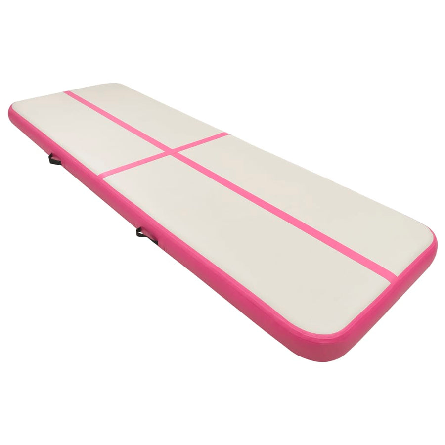 Gymnastiekmat Met Pomp Opblaasbaar Pvc 400 x 100 x 15 cm Roze