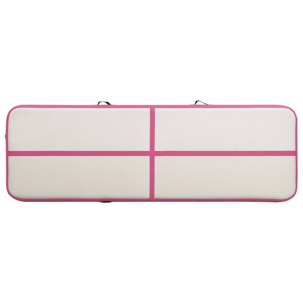 Gymnastiekmat Met Pomp Opblaasbaar Pvc 400 x 100 x 15 cm Roze