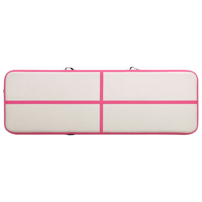 Gymnastiekmat Met Pomp Opblaasbaar Pvc 400 x 100 x 15 cm Roze
