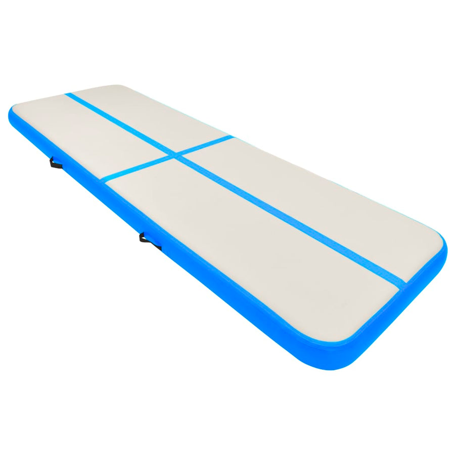 Gymnastiekmat Met Pomp Opblaasbaar Pvc 400 x 100 x 15 cm Blauw