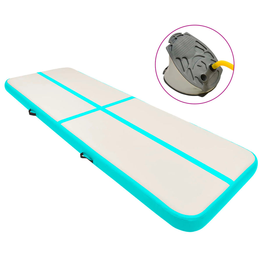 Gymnastiekmat Met Pomp Opblaasbaar Pvc 400 x 100 x 15 cm Groen