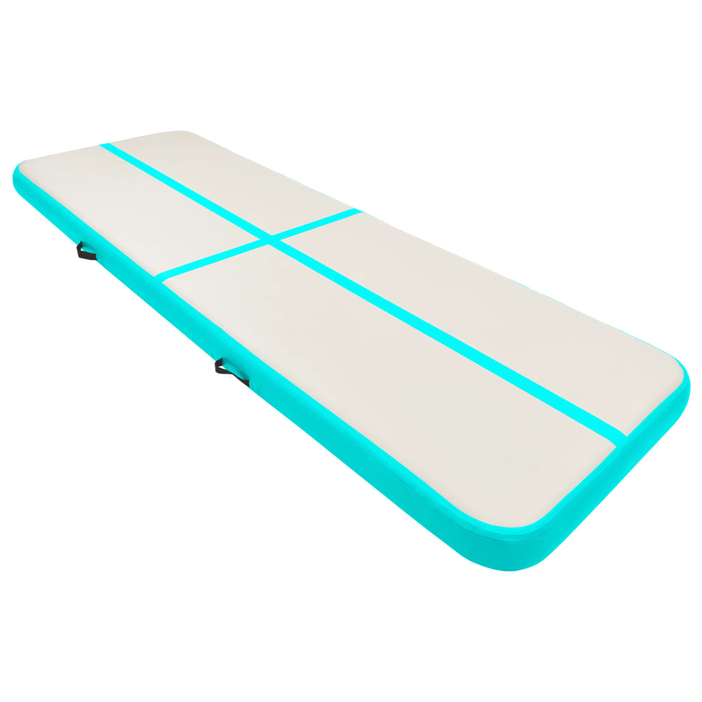 Gymnastiekmat Met Pomp Opblaasbaar Pvc 400 x 100 x 15 cm Groen