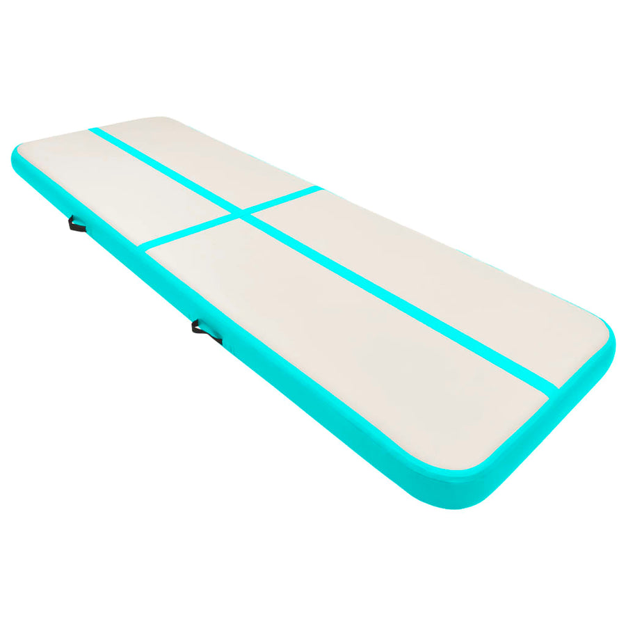 Gymnastiekmat Met Pomp Opblaasbaar Pvc 400 x 100 x 15 cm Groen