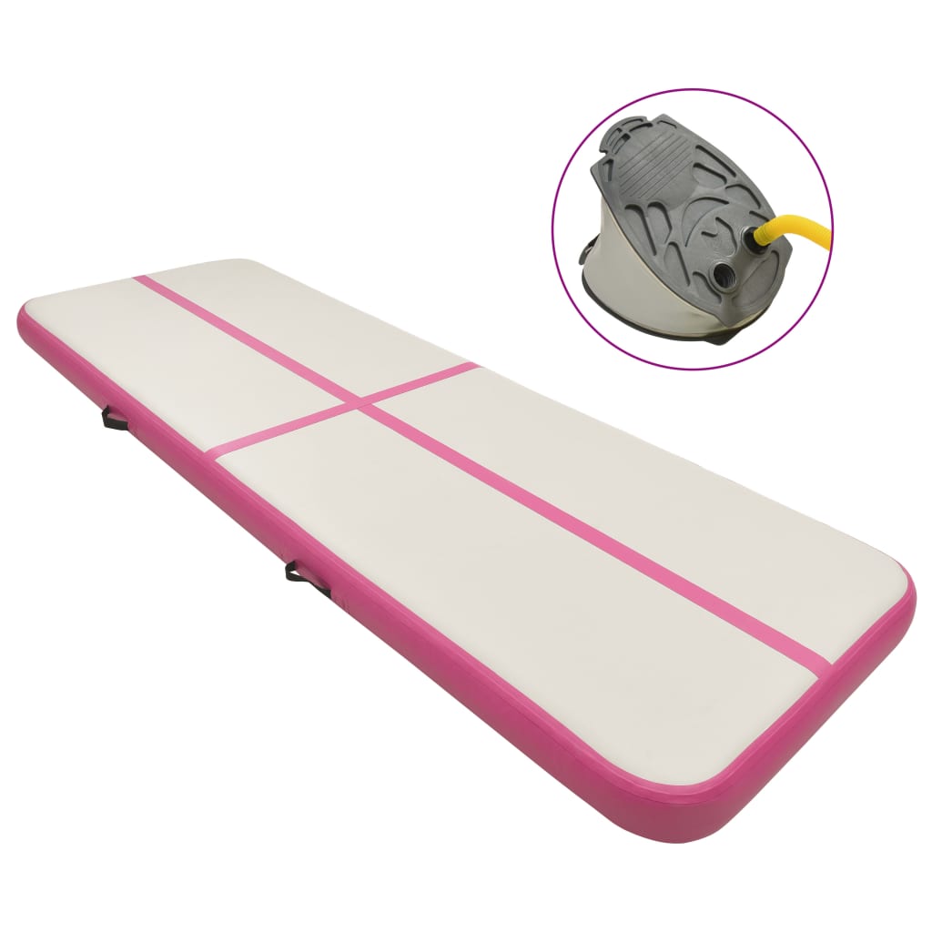 Gymnastiekmat Met Pomp Opblaasbaar Pvc 500 x 100 x 15 cm Roze
