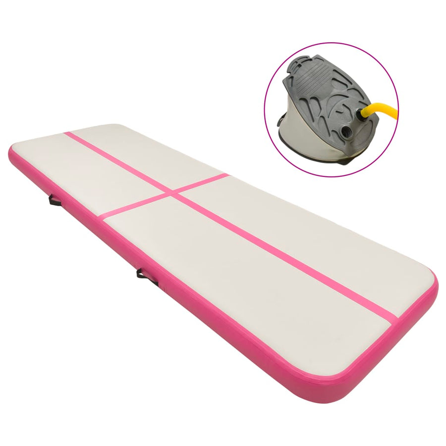 Gymnastiekmat Met Pomp Opblaasbaar Pvc 500 x 100 x 15 cm Roze