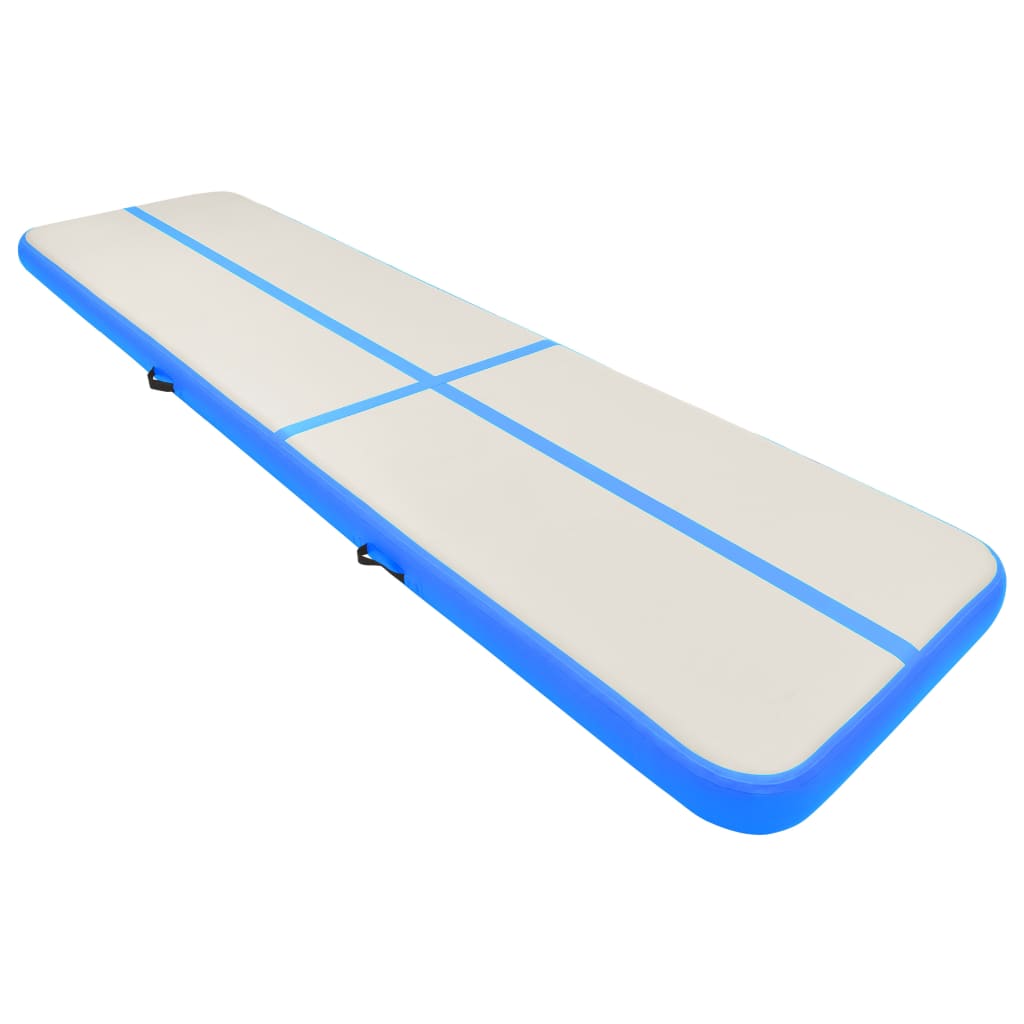 Gymnastiekmat Met Pomp Opblaasbaar Pvc 600 x 100 x 15 cm Blauw