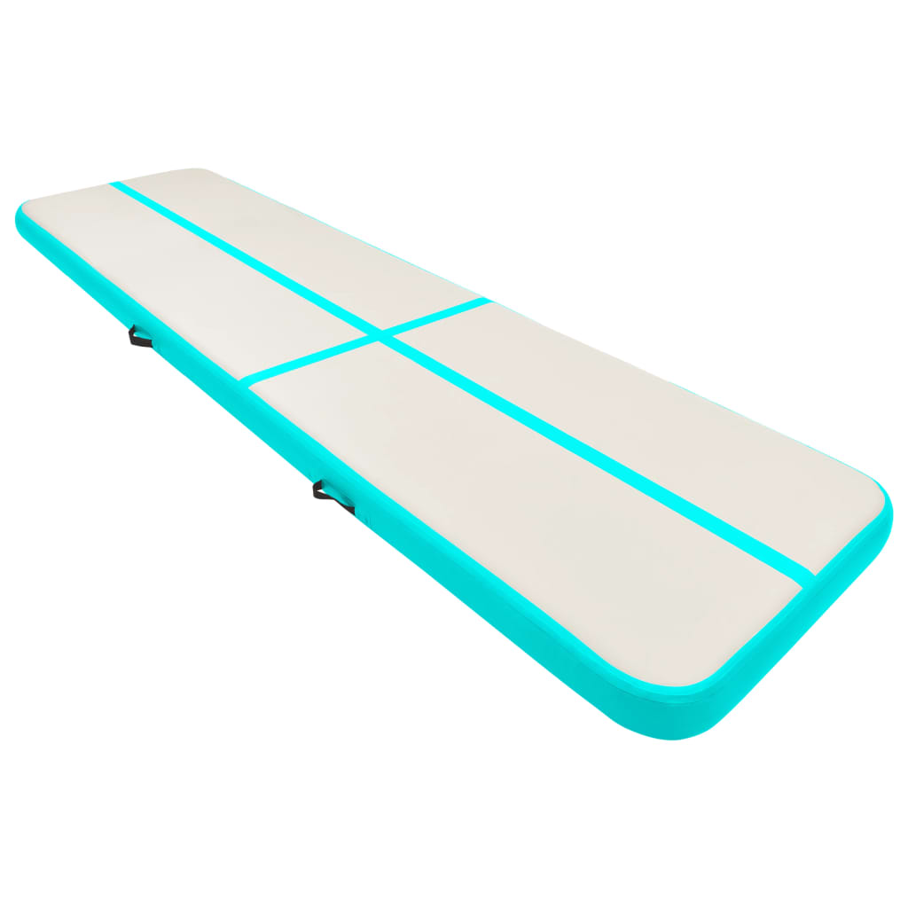 Gymnastiekmat Met Pomp Opblaasbaar Pvc 600 x 100 x 15 cm Groen
