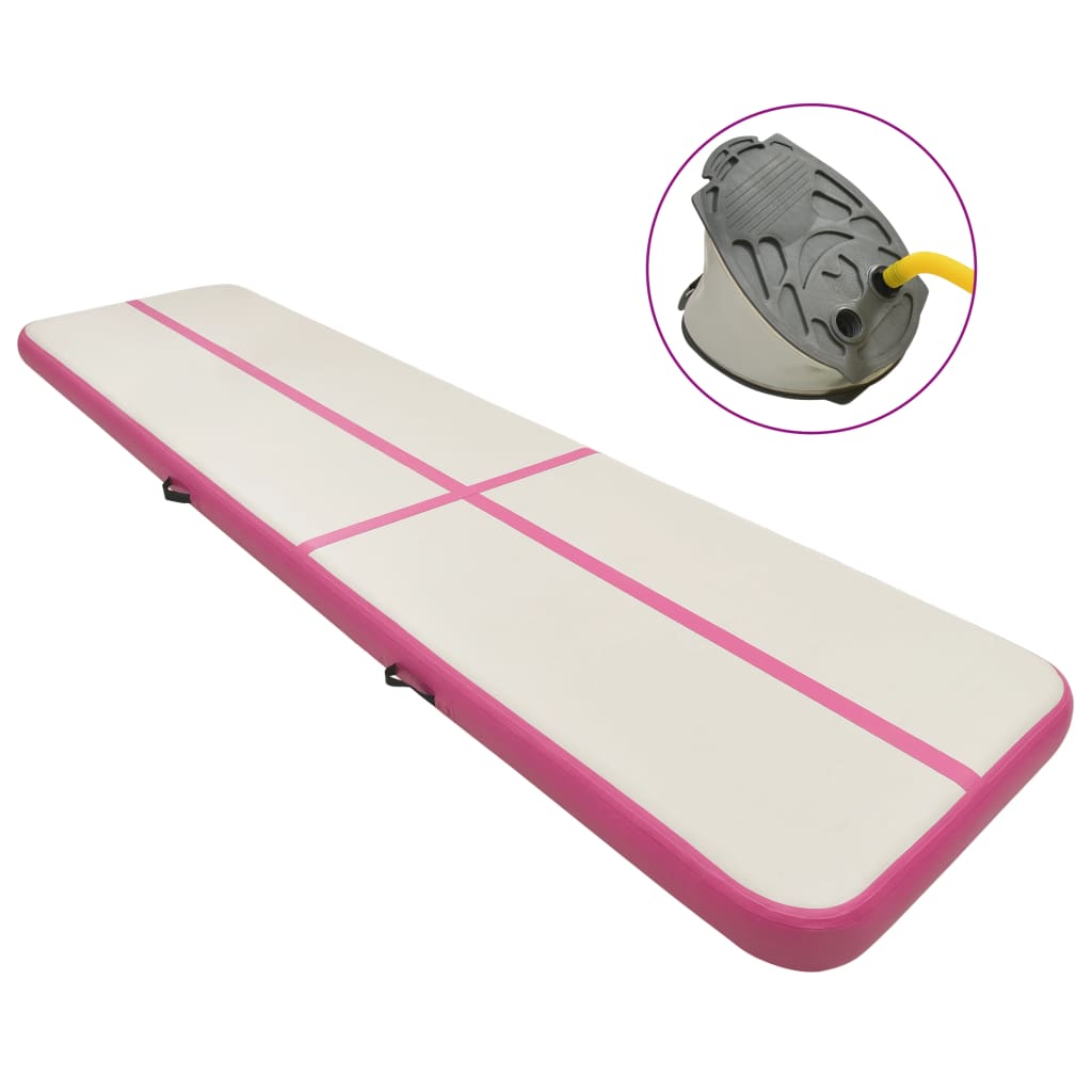Gymnastiekmat Met Pomp Opblaasbaar Pvc 700 x 100 x 15 cm Roze