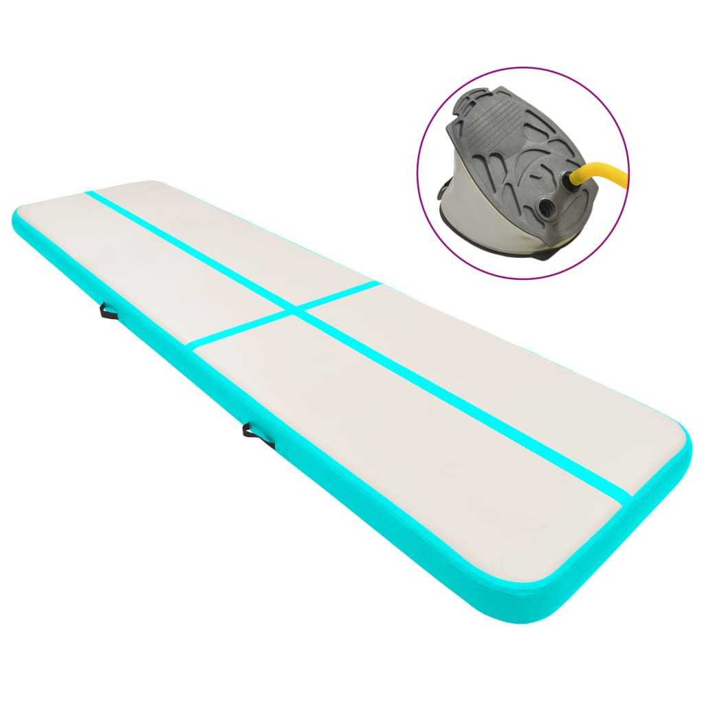 Gymnastiekmat Met Pomp Opblaasbaar Pvc 700 x 100 x 15 cm Groen