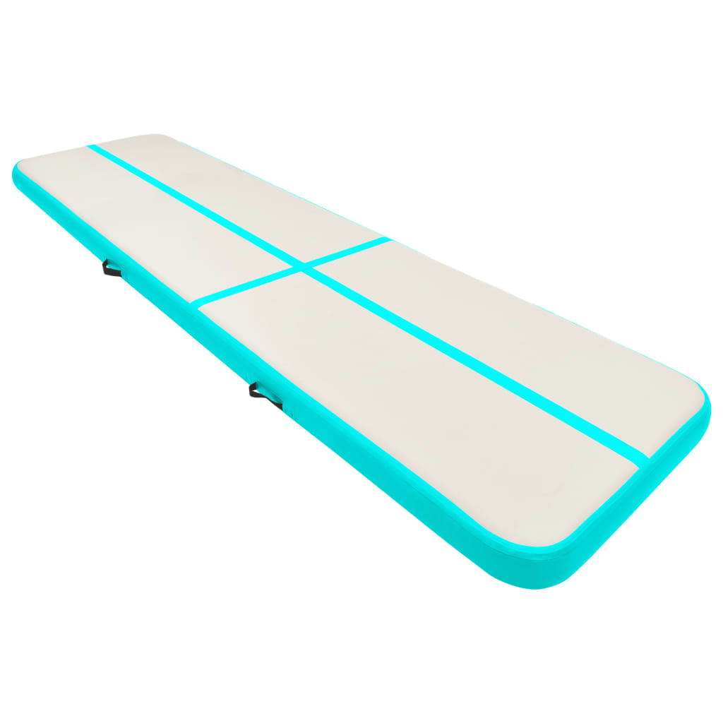 Gymnastiekmat Met Pomp Opblaasbaar Pvc 800 x 100 x 15 cm Groen