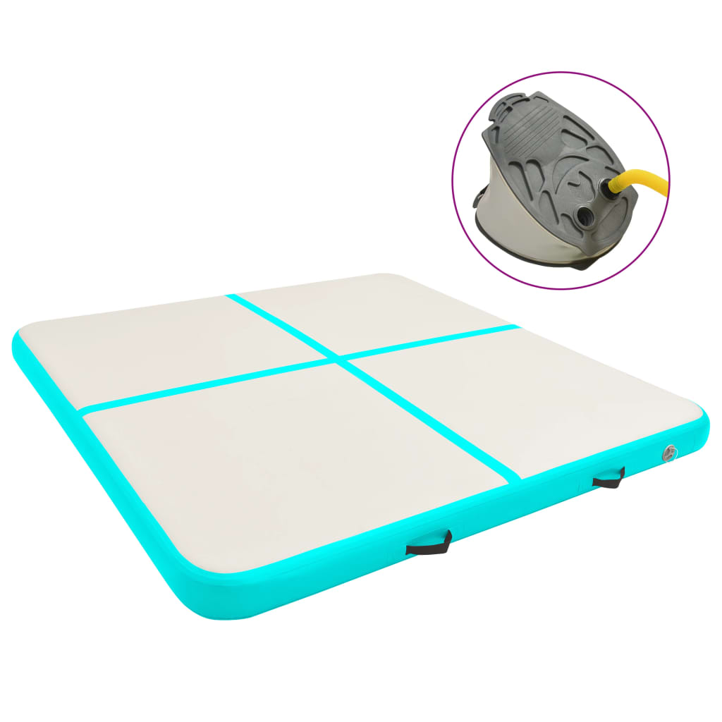 Gymnastiekmat Met Pomp Opblaasbaar Pvc 200 x 200 x 10 cm Groen