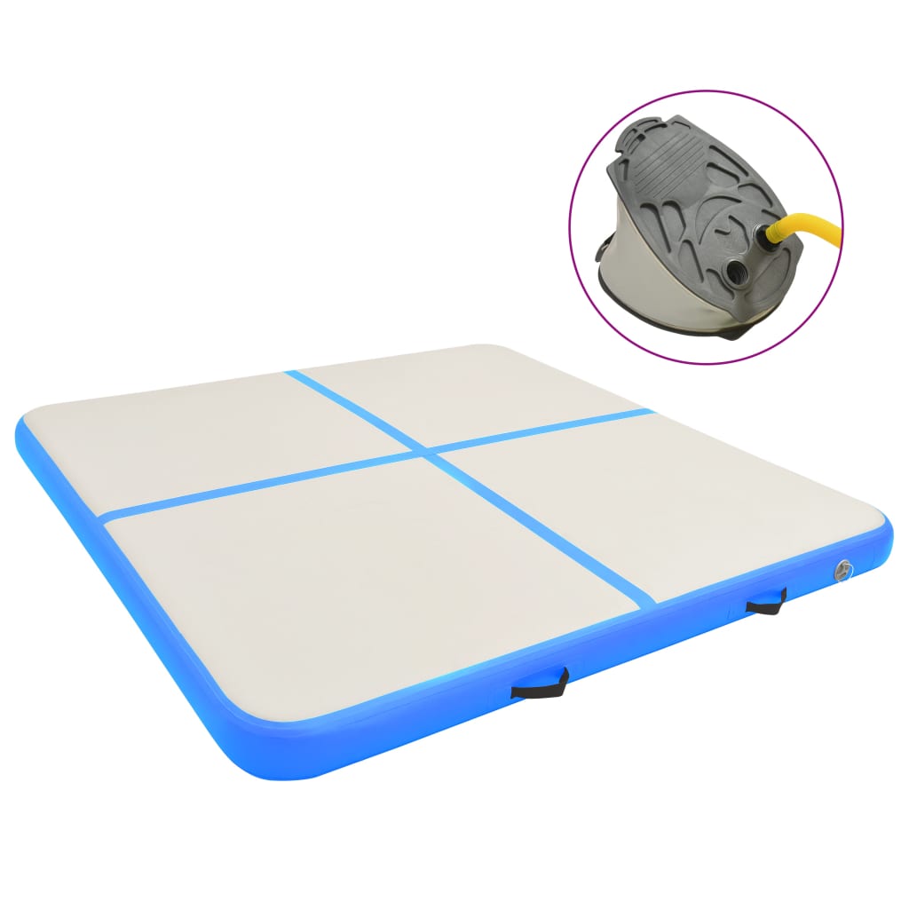 Gymnastiekmat Met Pomp Opblaasbaar Pvc 200 x 200 x 15 cm Blauw