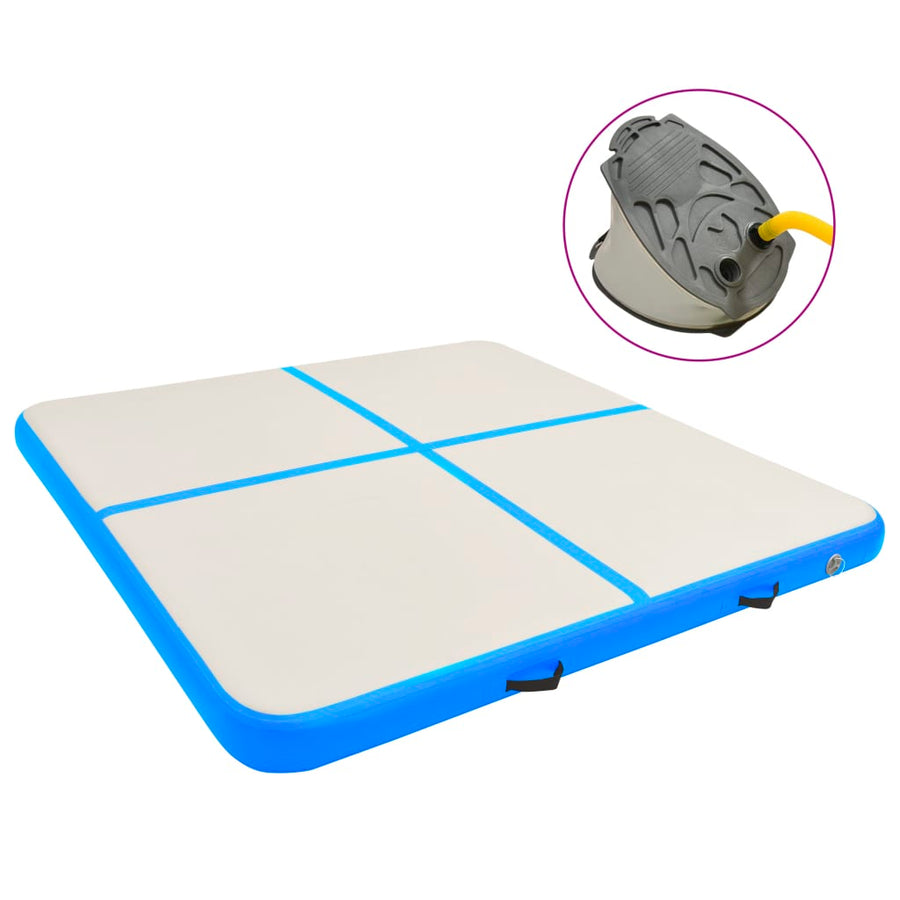 Gymnastiekmat Met Pomp Opblaasbaar Pvc 200 x 200 x 15 cm Blauw