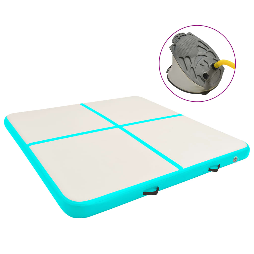 Gymnastiekmat Met Pomp Opblaasbaar Pvc 200 x 200 x 20 cm Groen