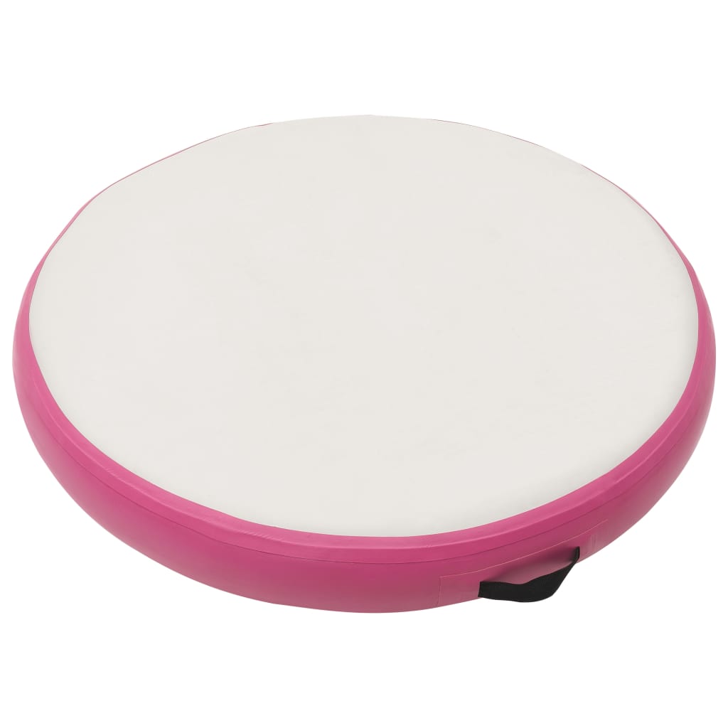 Gymnastiekmat Met Pomp Opblaasbaar Pvc 100 x 100 x 10 cm Roze en grijs