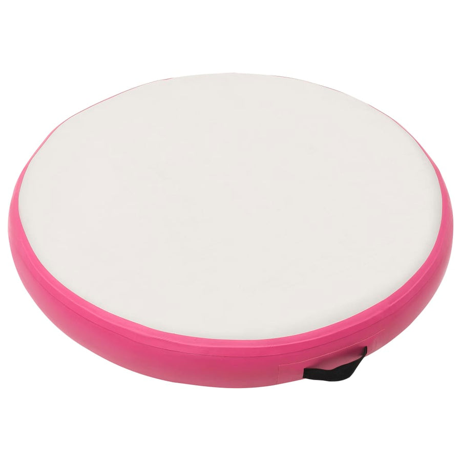 Gymnastiekmat Met Pomp Opblaasbaar Pvc 100 x 100 x 10 cm Roze en grijs