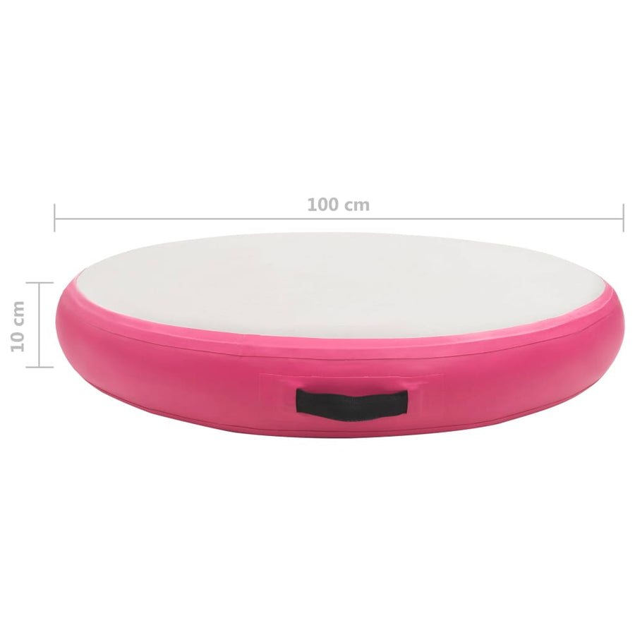 Gymnastiekmat Met Pomp Opblaasbaar Pvc 100 x 100 x 10 cm Roze en grijs