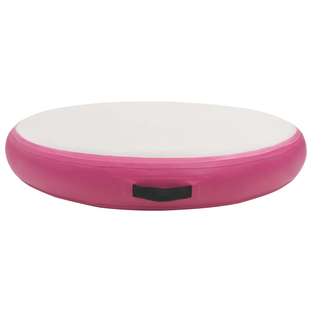Gymnastiekmat Met Pomp Opblaasbaar Pvc 100 x 100 x 10 cm Roze en grijs